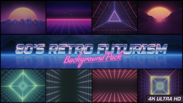 80s Retro Futurism Background Pack 4K