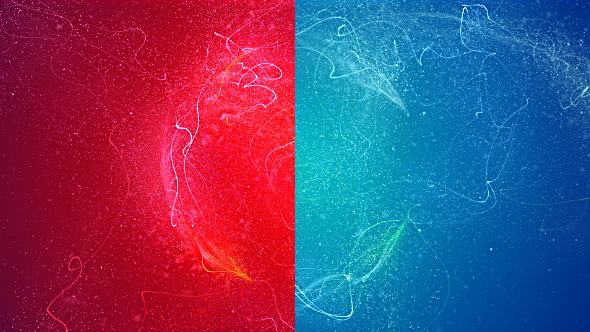 Dynamic Particles & Strings Abstract Background - Red & Blue