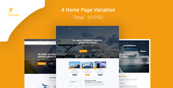 Carries Transportation and Logistics PSD Template - Business Corporate