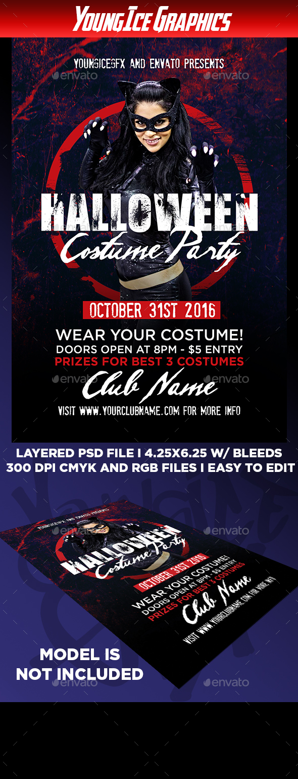 Halloween pets fancy dress party flyer Template