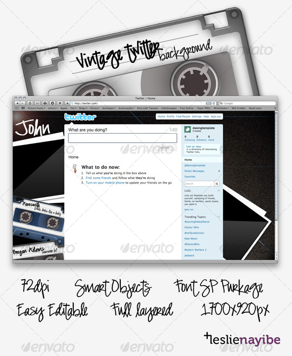 Vintage Twitter Background - Miscellaneous Web Elements