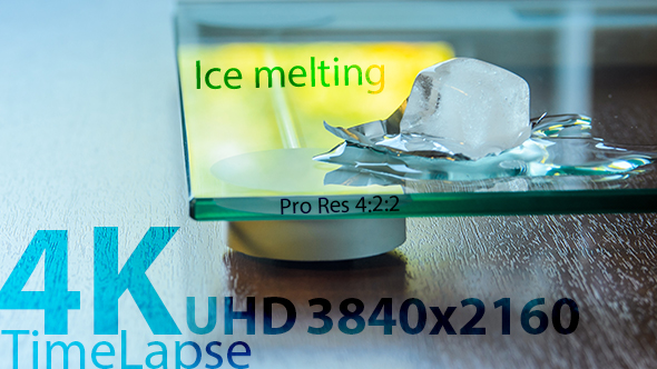 Ice Cube Melt on Glass Surface