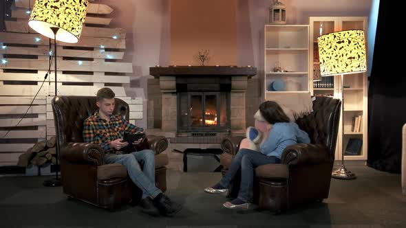 Younger Sister with Big Plush Toy Asking Brother To Play Together alt