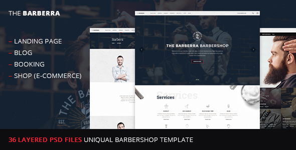 Barberra – barbershop PSD template - Health & Beauty Retail