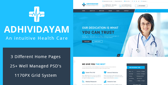 ADHIVIDAYAM - An Intuitive Health care PSD Template