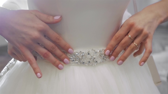 Fitting Wedding Dress, Sew a Dress, Shop Asssistant Help Customer. alt