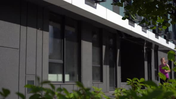 Attractive Young Woman Athlete Running in City Jogging Exercising Enjoying Healthy Fitness Lifestyle alt