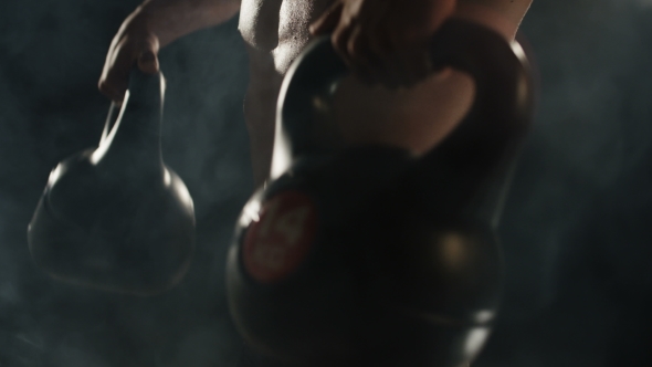 Healthy Young Man During Mass-building Shoulder Workout With His Head Not Visible. alt