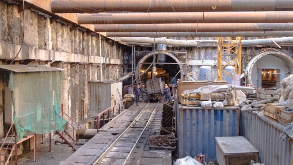 Construction Of a New Circular Metro Line. Russia, Moscow alt