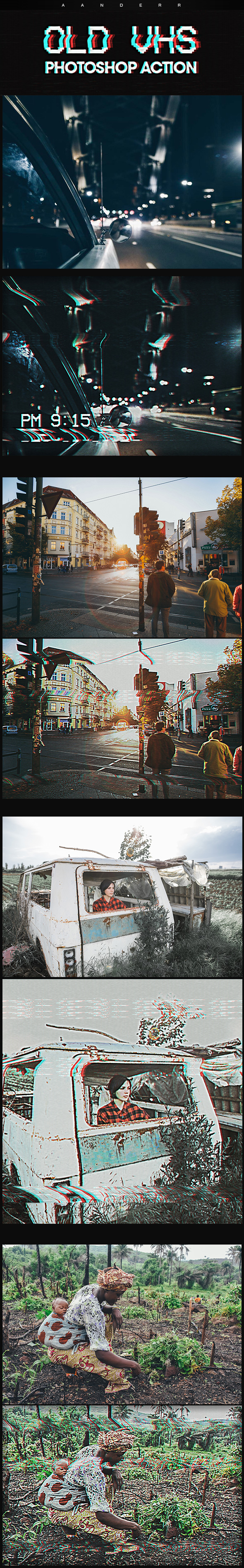 Old VHS Photoshop Action - Photo Effects Actions