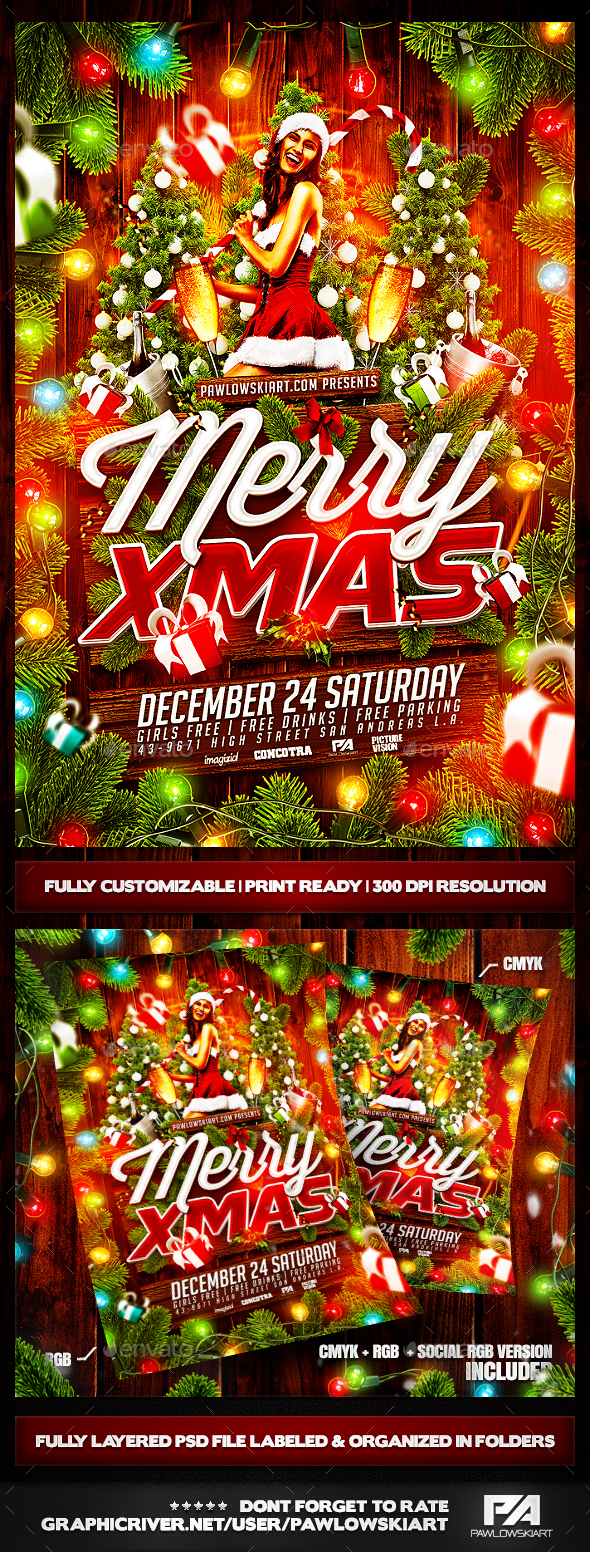 Merry Christmas Party Flyer Template