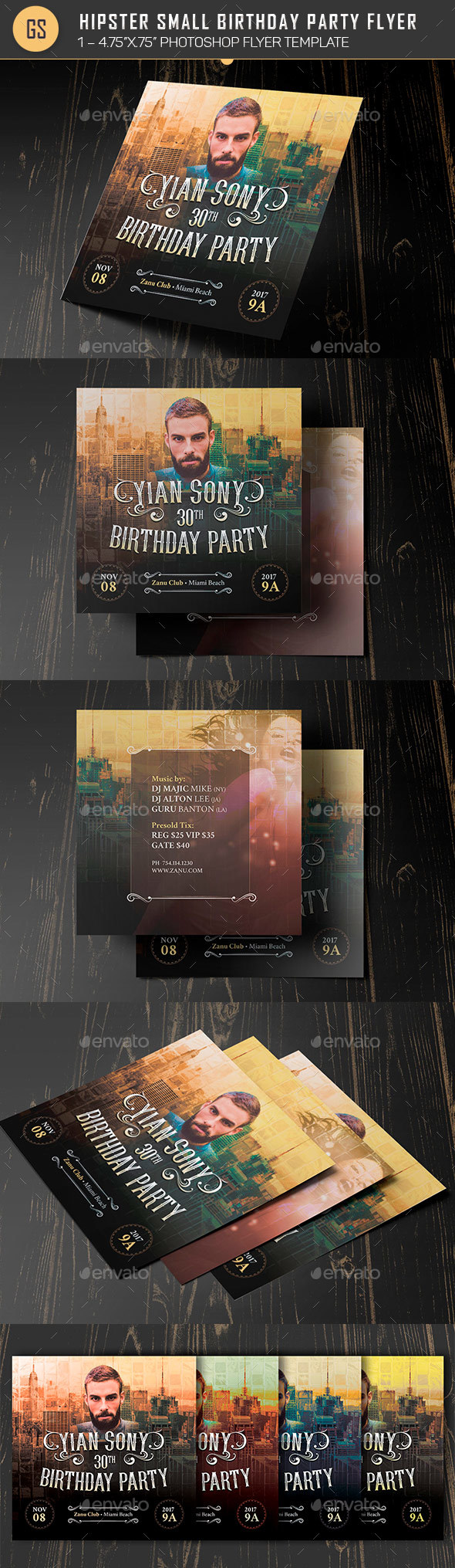 Hipster Small Birthday Party Flyer Template - Clubs & Parties Events