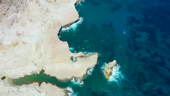 Sarakiniko beach. Milos island. Greece. View from drone. A seascape at the day time. alt
