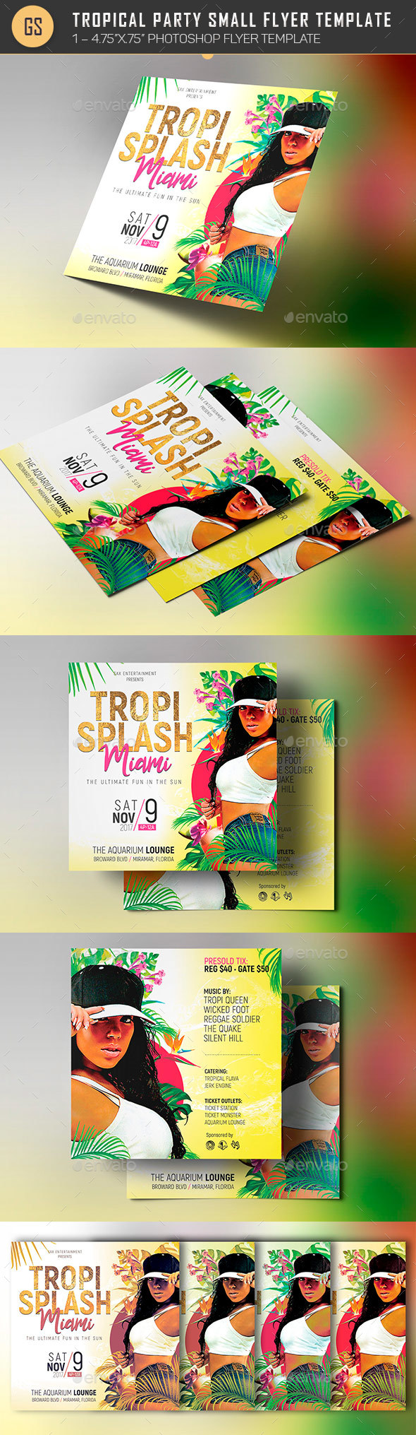 Tropical Party Small Flyer Template - Clubs & Parties Events