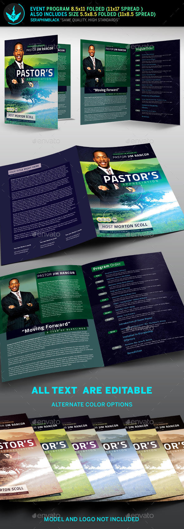 Modern Pastors Appreciation Program Template by SeraphimBlack