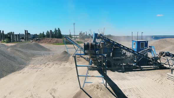 Breakstones Moving on Belts on Crushers. Mining Industry Concept alt