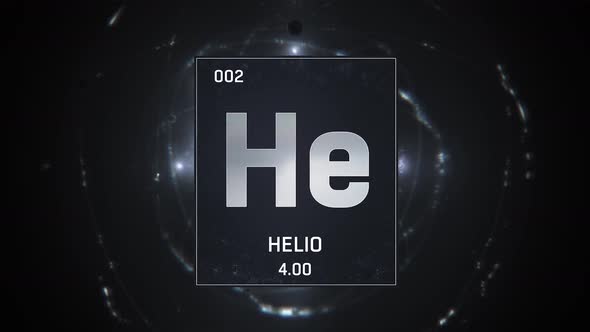 Helium as Element 2 of the Periodic Table on Silver Background Spanish 