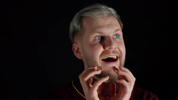 Sly Man Scheming Thinking Over Tricky Plan with Cunning Expression Realize Tricky Idea Cheater alt