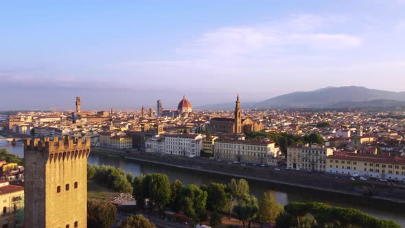 Florence or Firenze City Aerial View in Tuscany alt