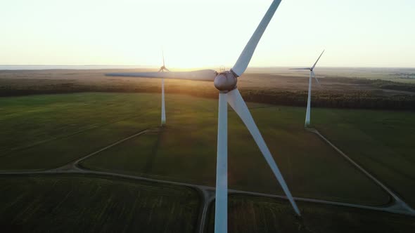 Renewable Wind Energy Windmill at Sunset