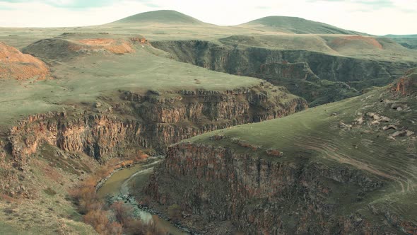 canyon and green hills