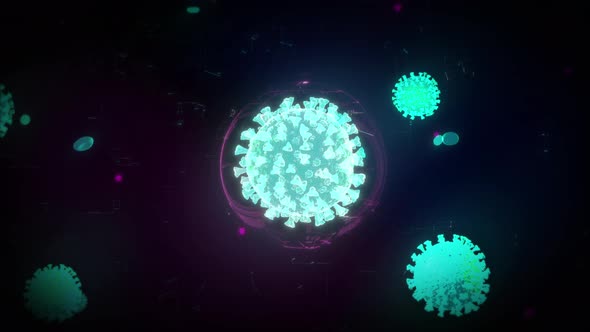 Covid Vaccine Digital Visualization With Several Coronavirus Cells Background alt