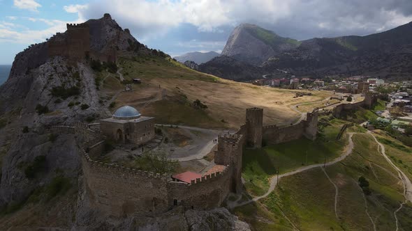 Beautiful Ruins of the Sudak Fortress and Mount Fortress on the Black Sea Coast alt