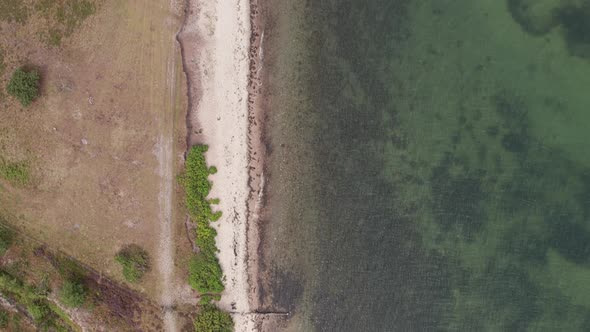 Aerial shot of a danish beach on the seaside