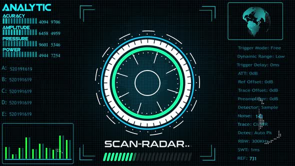 Technology Radar HUD Screen Animation 4K. Vd 1802
