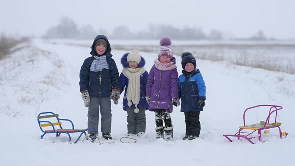 Lovely children at winter holidays.