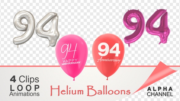 94 Anniversary Celebration Helium Balloons Pack