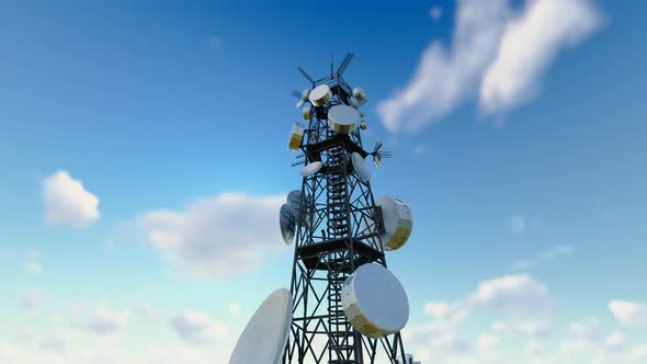 5g Network Mobile Signal Tower Aerial Photography