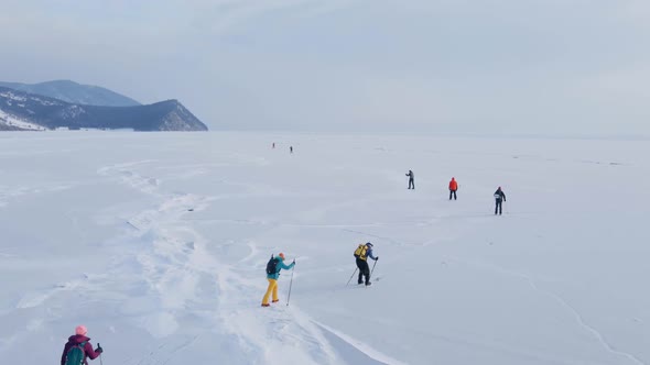 Frozen Lake Baikal Aerial View alt