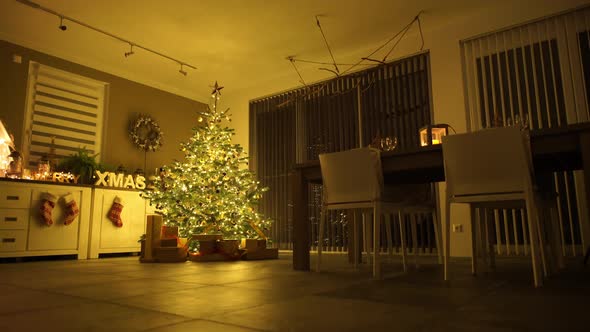 Christmas Decorated Living Room on Xmas Evening alt