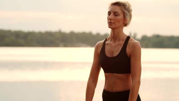 Fitness Dumbbells Exercising. Woman Fitness Workout. Fit Athletic Girl In Sportwear Training. alt