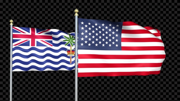 British Indian Ocean Territory And United States Two Countries Flags Waving alt
