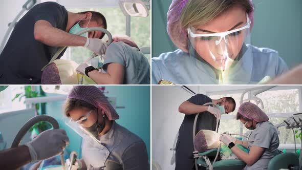 Collage of the Work Dentists in a Dental Clinic alt