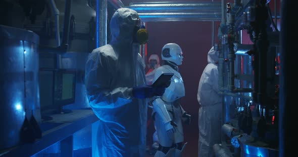 Scientist and Robot Conducting Maintenance alt