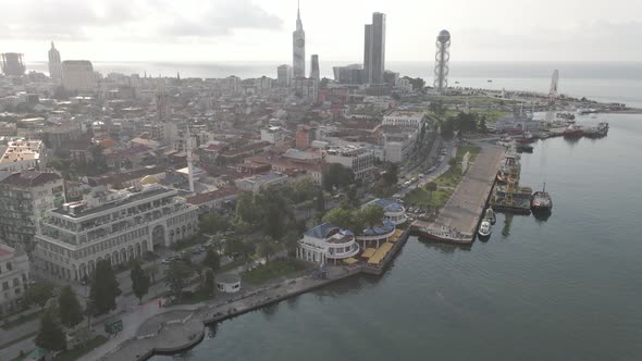 Batumi, Georgia - January 5 2021: Aerial view of Mosque in Batumi - Orta Jame. alt