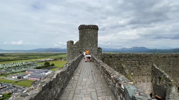 Harlech Castle North Wales. Walking towards the tower alt
