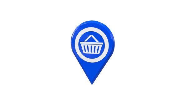 Store Shop Retail 3D Location Map Pin Blue V3 alt