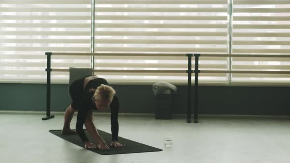 Woman Ptactice Yoga Indoors Alone Making Asana Spiritual Practices
