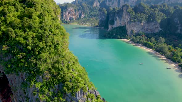 Railay Beach Krabi Thailand Tropical Beach of Railay Krabi Drone Aerial View of Panoramic View of alt