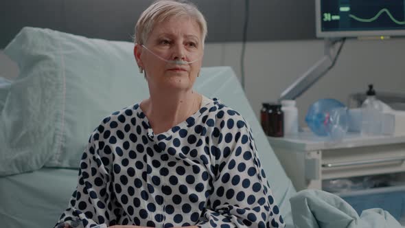 Aged Patient with Disease Recovering After Health Surgery alt