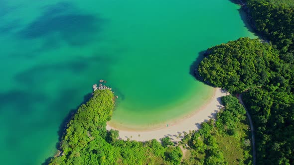 4K Aerial view of sandy beach and sea beautiful turquoise sea waves alt