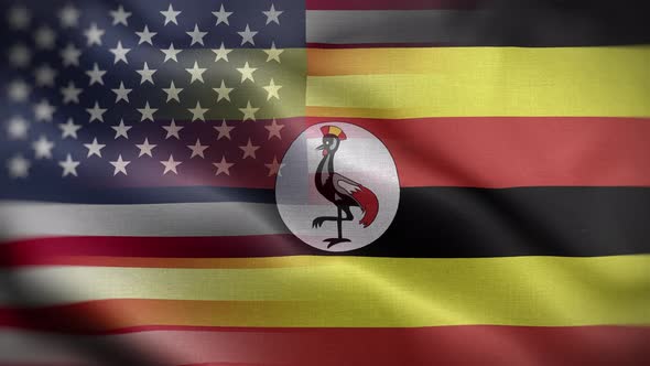 USA Uganda Flag Loop Background 4K