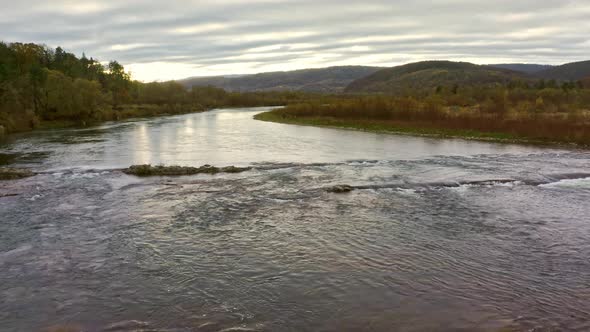 Flight Over Autumn Mountain River alt