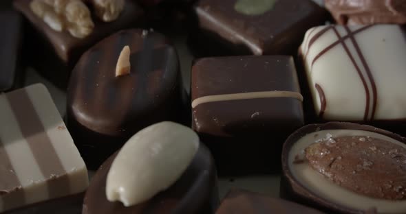 Close up of a assortment of chocolate candies