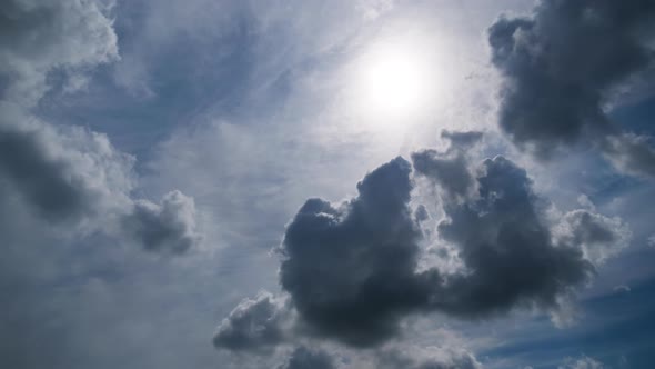Clouds Move Smoothly in the Blue Sky. Timelapse alt