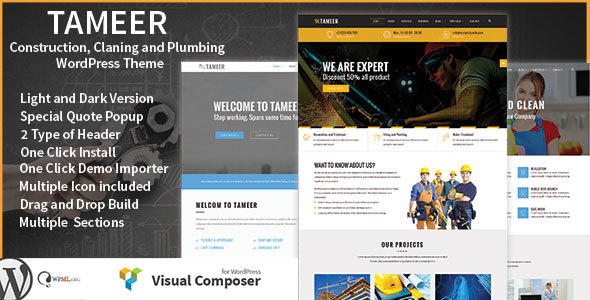 Tameer Construction / Cleaning / Plumbing Multipurpose WordPress Theme - Business Corporate